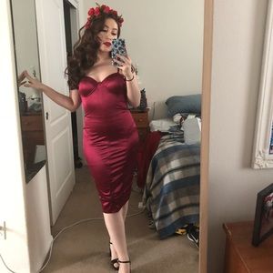 Red tight fitting dress